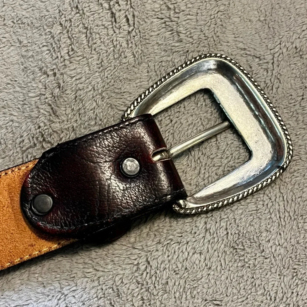 Tony Lama Western Belt Leather Engraved Silver Buckle Cowboy Rodeo Size 46 waist